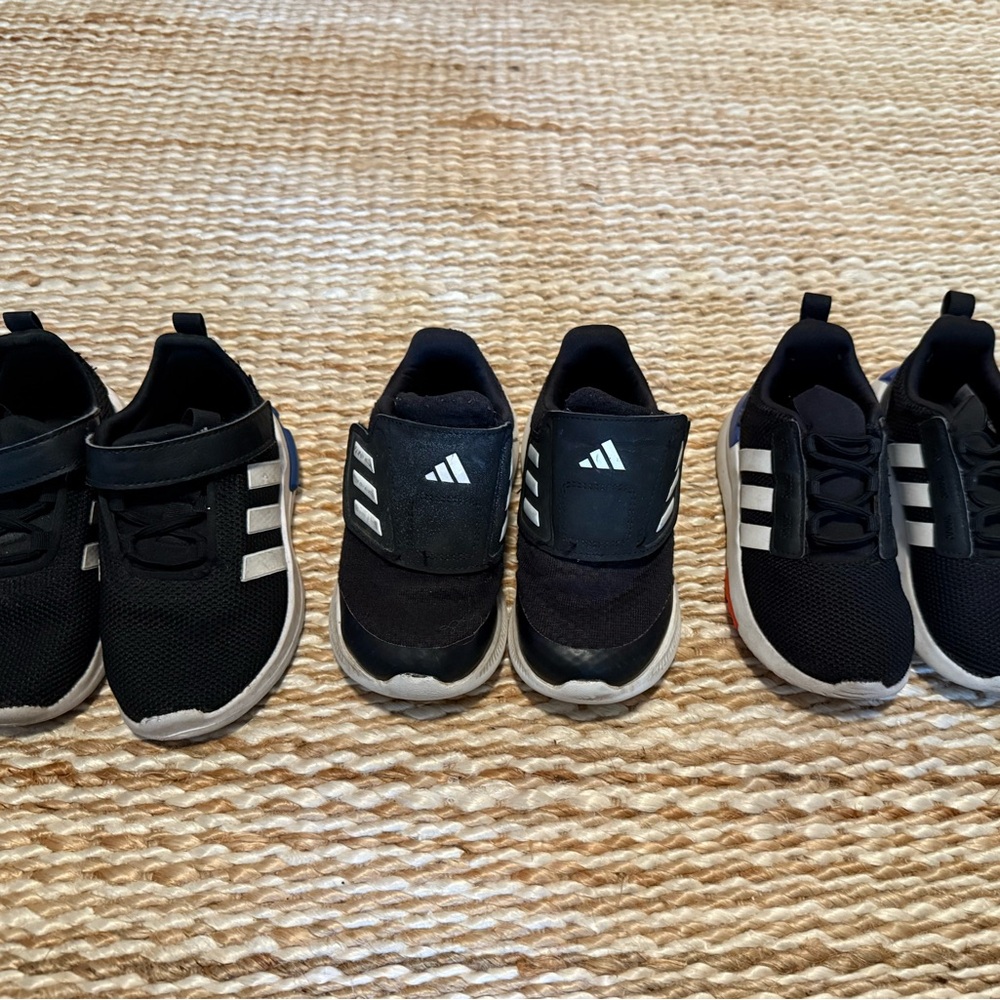 Adidas Kids Black and White Sneakers bundle set of 3